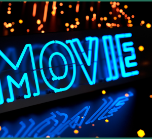 Neon-skilt "Movie". Foto.